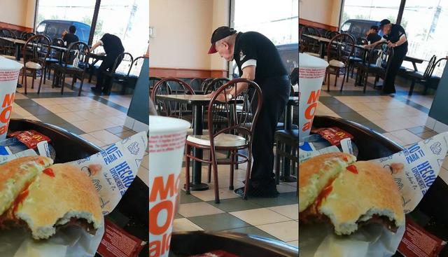 En Facebook fue publicado el video de un anciano de Chile que limpia las mesas de un restaurante a pesar de su avanzada edad. Los usuarios volvieron viral el clip con cientos de comentarios. (Foto: captura de Facebook)
