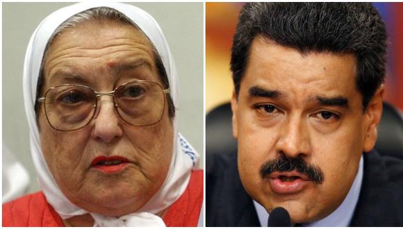 La l&iacute;der de la asociaci&oacute;n argentina Madres de Plaza de Mayo, Hebe de Bonafini, y el presidente de Venezuela, Nicol&aacute;s Maduro. (Foto: Reuters/AP)