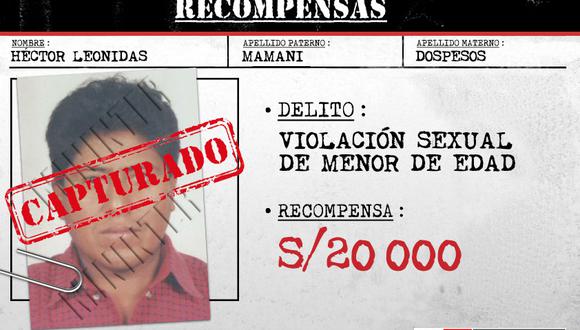 La intervención se produjo a la altura de la comisaría de Santa Rita, al verificar que Mamani contaba con una orden de captura solicitada por el Juzgado Supraprovincial de Arequipa (Foto: Mininter)