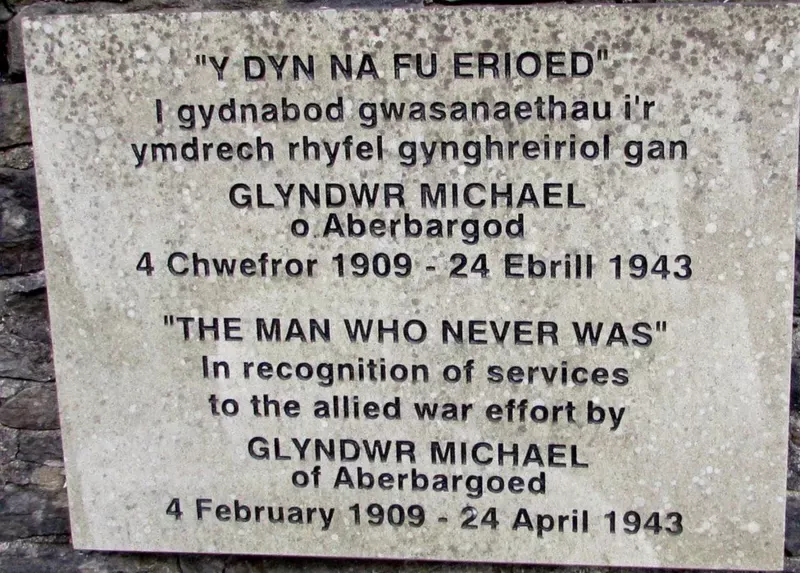 A plaque commemorates Glyndwr Michael as 