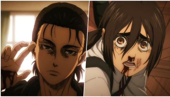 Eren Yeager y Gabi Braun, en momentos cruciales del episodio 13 de "Attack on Titan" ("Shingeki no Kyojin") temporada final. Foto: Mappa.