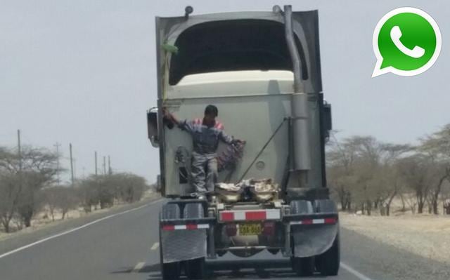 Vía WhatsApp: hombre viaja aferrado al chasís de un camión - 1