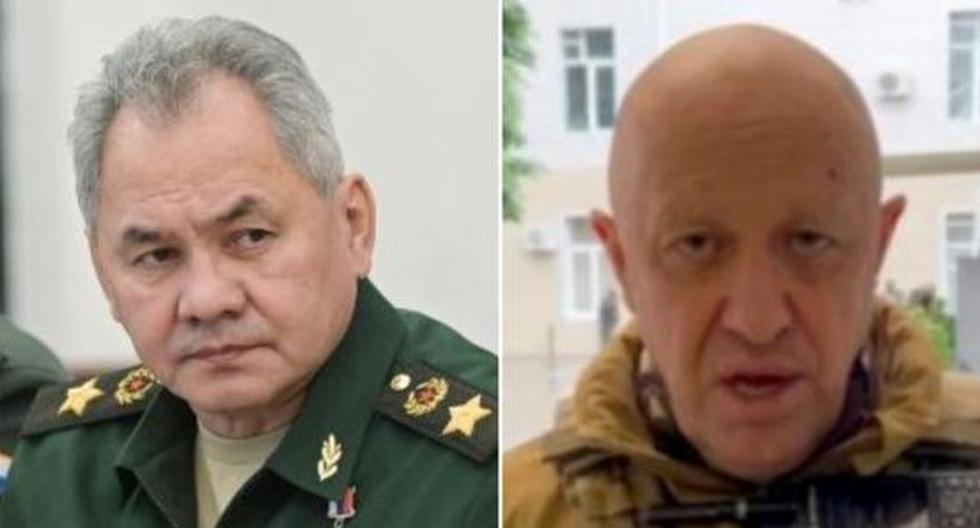 El ministro de Defensa de Rusia Sergei Shoigu y el jefe del Grupo Wagner Yevgeny Prigozhin.