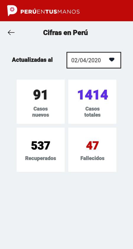 Las cifras de COVID-19 también se actualizan en la app. (Captura)