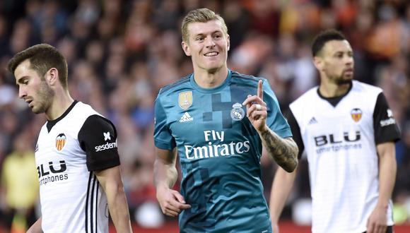 El alemán Toni Kroos fue el autor de un verdadero golazo en la victoria de Real Madrid sobre Valencia por la Liga española. (Foto: AFP)