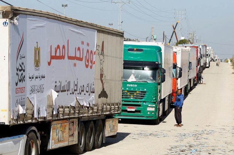 The agreement also foresees the passage of dozens of trucks with desperately needed aid to Gaza.  (REUTERS/IBRAHEEM ABU MUSTAFA).