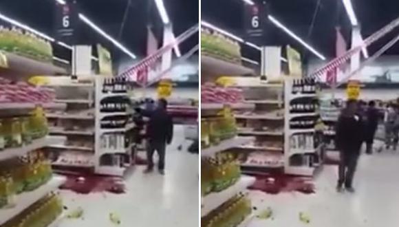 Hombre aprovechó terremoto para robar botella de vino [VIDEO]