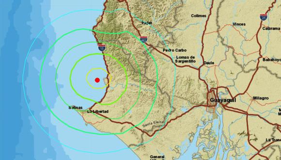 Sismo en Ecuador | Fuerte temblor de magnitud 6,1 genera 27 réplicas en el país. El epicentro ocurrió frente a las ciudades de Santa Elena y Salinas (Captura)