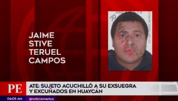 Jaime Stive Teruel Campos atacó con un cuchillo a su exsuegra y a sus excuñados. (Captura: América Noticias)