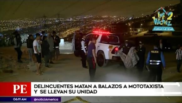 Joven mototaxista fue asesinado en el paradero "P" del AA.HH. Manuel Scorza. (Captura: América Noticias)