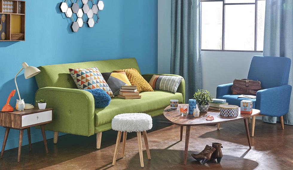 Combina el greenery en casa con tonos azules, turquesas o amarillos, para dar vida a un ambiente fresco, juvenil y alegre. Foto de Maisons du Monde.