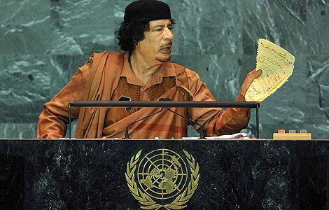 El dictador libio Muammar Gadafi asistió a su primera Asamblea General de la ONU en el 2009, pese a que su régimen se había establecido en el país africano desde 1969. (Foto: EFE).