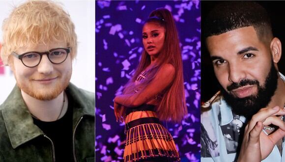 Drake y Ed Sheeran son los músicos más escuchados en todo el mundo, seguidos por Ariana Grande. (Foto: Getty Images)
