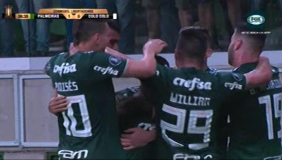 Colo Colo vs. Palmeiras: el golazo de Dudu para el 1-0 en la Copa Libertadores. (Foto: captura)