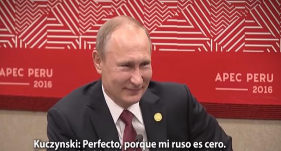 Estas fueron las primeras palabras que se dijeron Vladimir Putin y PPK. (Foto: YouTube)