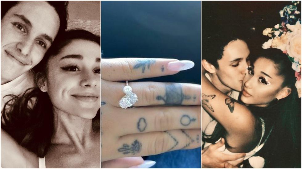 Este domingo la cantante de pop Ariana Grande anunció su compromiso con Dalton Gómez. Lo dijo en Instagram al compartir una foto del anillo de compromiso que recibió. Fotos: DaltonGomezFanClub/ Ariana Grande en Instagram.