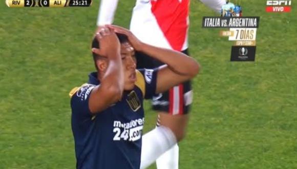 Jefferson Portales anotó, pero el gol fue anulado. Foto: Captura de pantalla de ESPN.