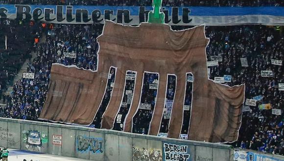 La recreación de la caída del Muro de Berlín. (Foto: BT Sport)