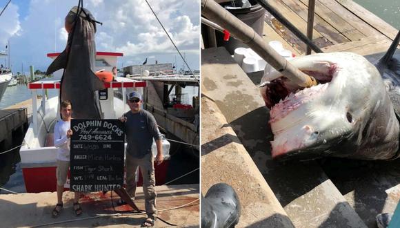 El joven pescó al tiburón en la costa de Port Arkansas. (Foto: Facebook Port Aransas South Jetty)