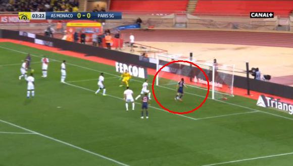 Edinson Cavani abrió el marcador en el Stade Louis II tras asistencia de Neymar | Foto: captura