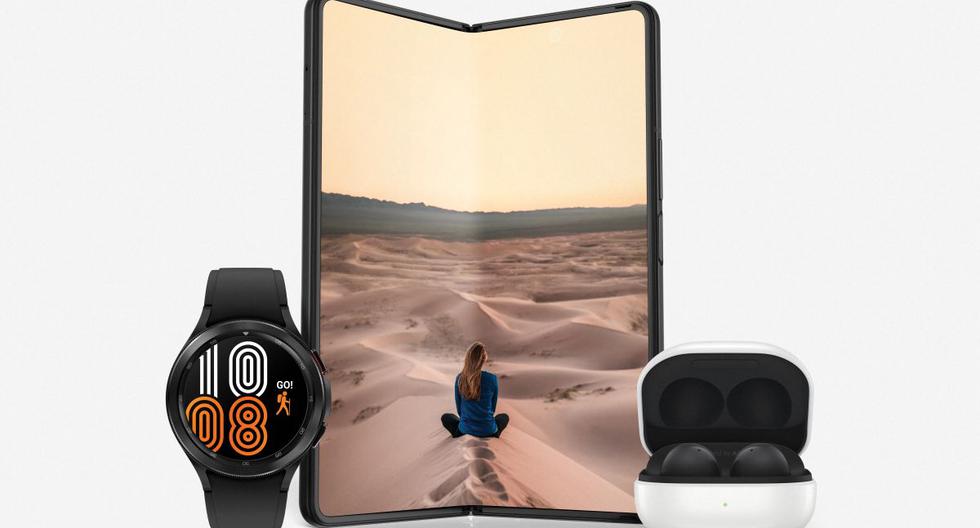 Samsung presentó sus nuevos dispositivos para lo que resta del 2021. Incluye sus nuevos modelos de móviles plegables, un nuevo smartwatch y sus renovados audífonos inalámbricos. (Foto: Samsung)