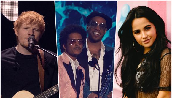 Ed Sheran, Silk Sonic y Becky G serán algunos de los artistas que se presentarán este domingo 15 de mayo en los Billboard Music Awards. (Foto composición con imágenes de  AFP y AP)