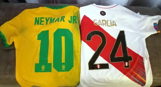 Raziel García changed shirts with Neymar.  (Photo: TV Peru)