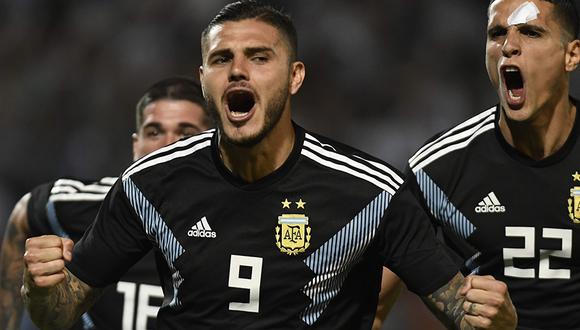 Mauro Icardi anotó su primer gol con la selección argentina de fútbol. | Foto: AFP