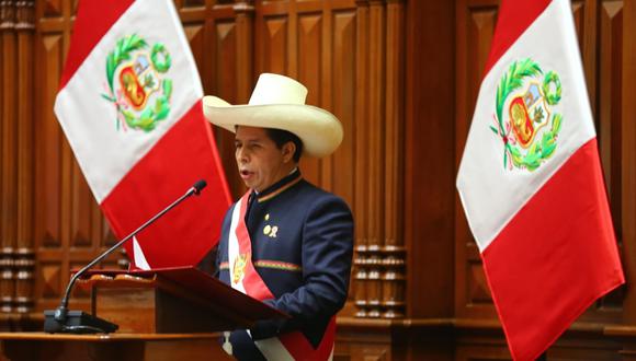 Pedro Castillo se dirigió al Congreso de la República en el hemiciclo. (Foto: Congreso)