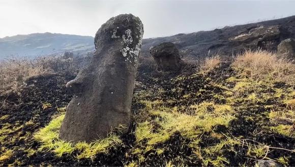 El alcalde de la isla, Pedro Edmunds, dijo a los medios locales que los daños causados por el fuego "no se pueden reparar". / MUNICIPALIDAD DE RAPA NUI