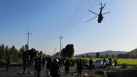 Tía María: piedra impactó helicóptero PNP y lo dejó inoperativo