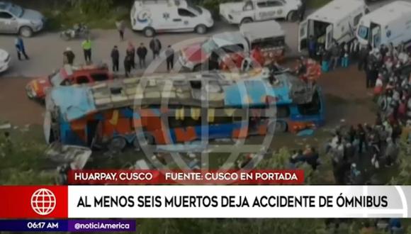 Hasta el lugar del accidente llegó personal de bomberos, policías y personal de serenazgo de la ciudad de Urcos. (Foto: captura América Noticias)