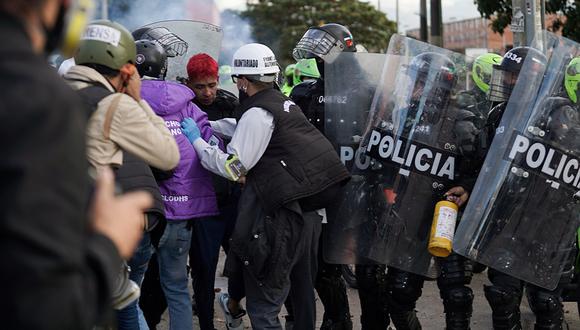 Imagen de las protestas en Bogotá, Colombia, hoy. REUTERS