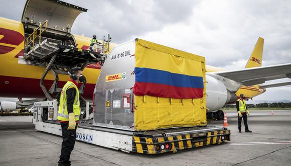 Colombia recibió el lunes 50.000 vacunas contra el coronavirus de Pfizer. (AFP).