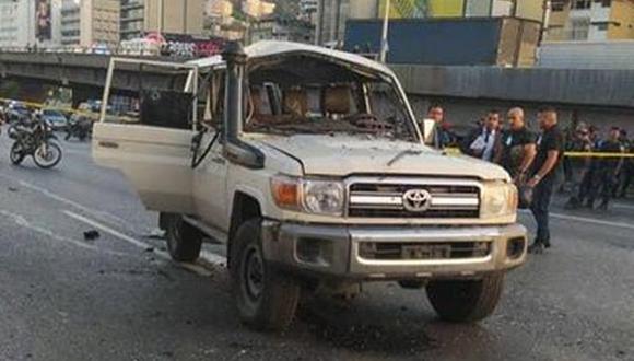 La camioneta en la que murió Manuel Adrián Hernández Armas, alias ‘Manolo’, durante un enfrentamiento con la policía de Venezuela en Caracas.