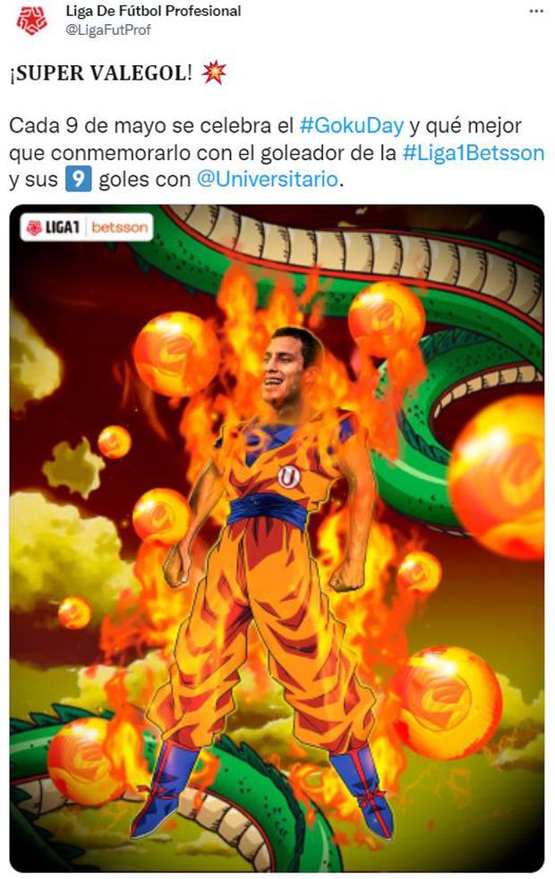 Liga 1 en Twitter conmemora el Día de Gokú con imagen de Alex Valera.