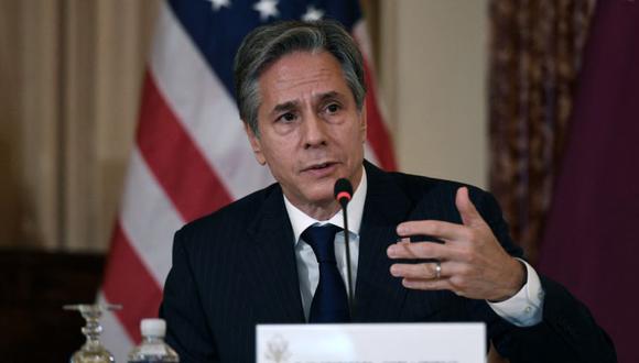 El secretario de Estado de Estados Unidos, Antony Blinken, en una conferencia de prensa después de una ceremonia de firma en el Departamento de Estado en Washington, DC. (Foto: Olivier DOULIERY / POOL). / AFP)