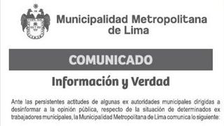 Municipalidad de Lima reconoció que alteró norma en comunicado