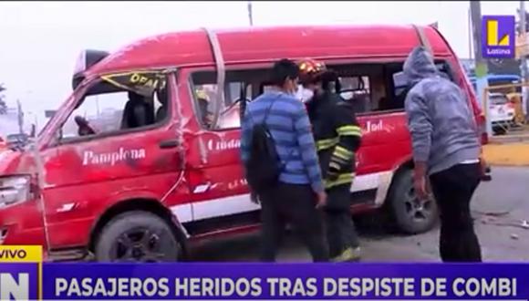 Pasajeros resultaron heridos tras despiste de combi en San Juan de Miraflores | Latina / Captura de video