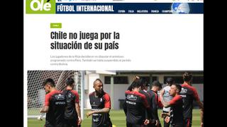 Perú vs. Chile: así reaccionaron los medios internacionales tras la cancelación del partido a causa de los conflictos sociales | FOTOS