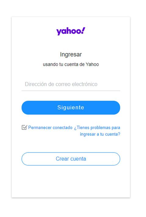 Iniciar Sesión en Yahoo! (Foto: Yahoo!)