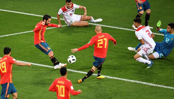 Isco, volante de España, se asoció perfectamente con Andrés Iniesta y Diego Costa para sellar el empate parcial ante una envalentonada Marruecos, por la última fecha de la fase de grupos. (Foto: AFP)