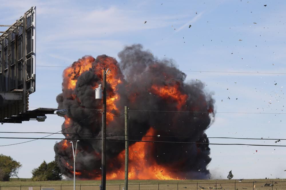 A fireball engulfed the crashed planes.  (AP).