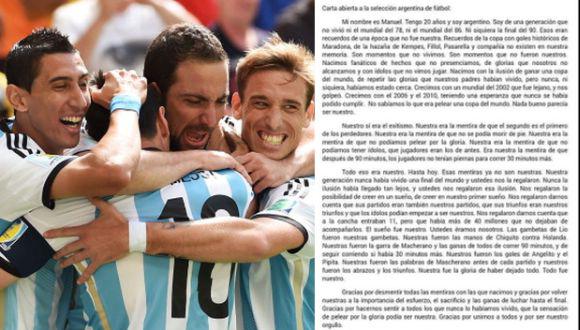 La emotiva carta de un hincha argentino a su selección