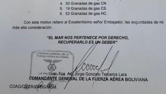 La carta presentada por el canciller boliviano. (Foto: La Nación de Argentina, vía GDA).