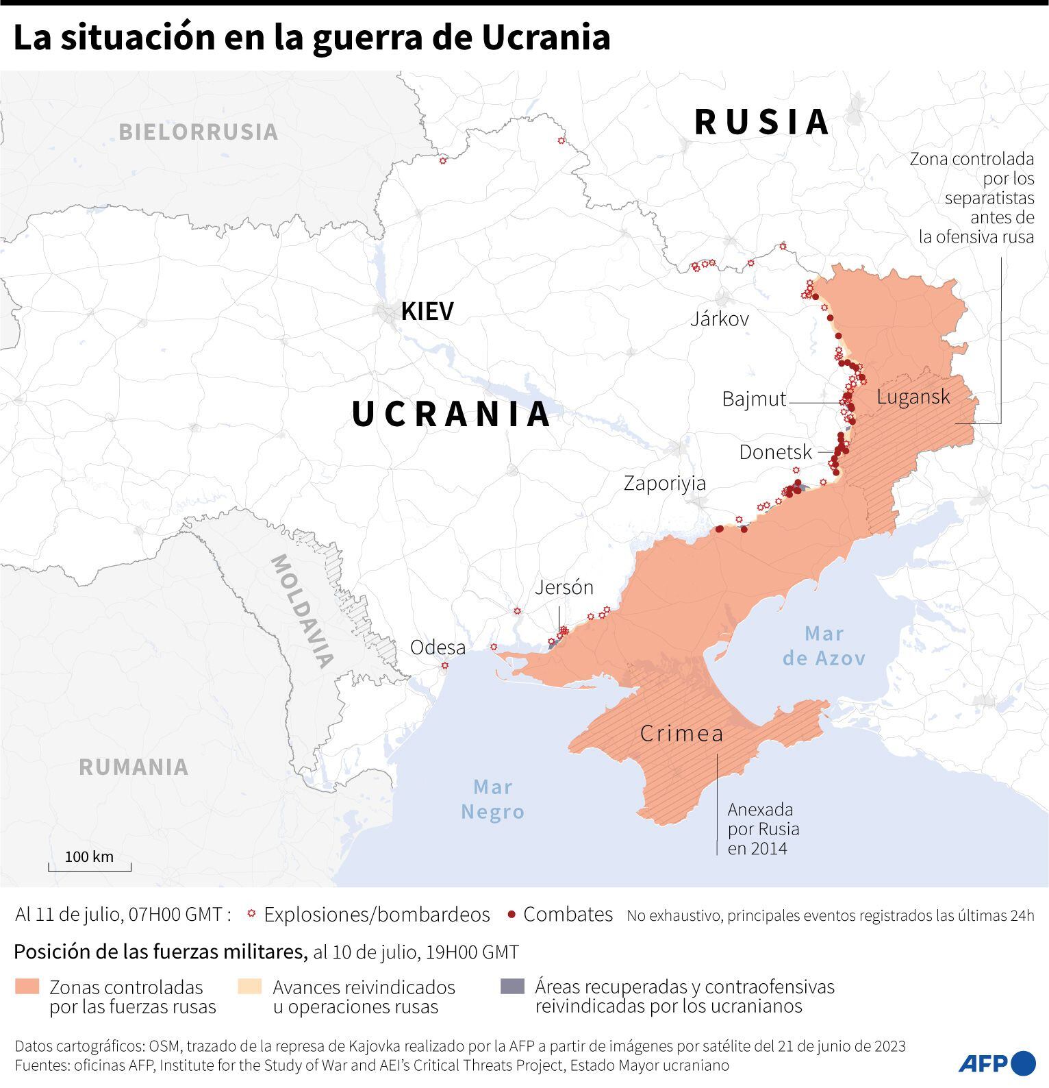 The war in Ukraine as of July 11, 2023. (AFP).