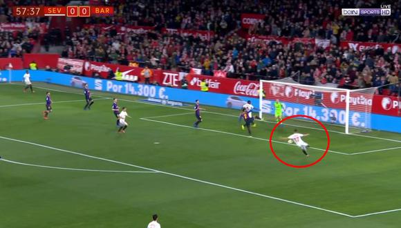 Barcelona vs. Sevilla: dejaron mal parado a Piqué y culés recibieron este golazo para el 1-0. (Foto: captura)