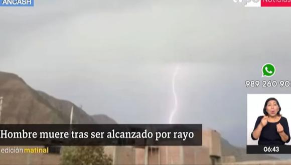 Hombre murió tras ser alcanzado por un rayo cuando cargaba un celular en su casa, en Áncash. (Foto: TV Perú)