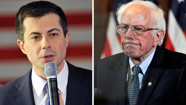 Buttigieg y Sanders se proclamaron vencedores, horas después del resultado. (AFP)