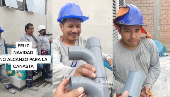 Un grupo de obreros realizó un peculiar intercambio de regalos y el video se volvió viral en TikTok. (Foto: TikTok/alpuchape).
